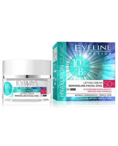 EVELINE HYALURON CLINIC CREME DIA E NOITE 50+ 50ML EVELINE HYALURON CLINIC CREME DIA E NOITE 50+ 50ML