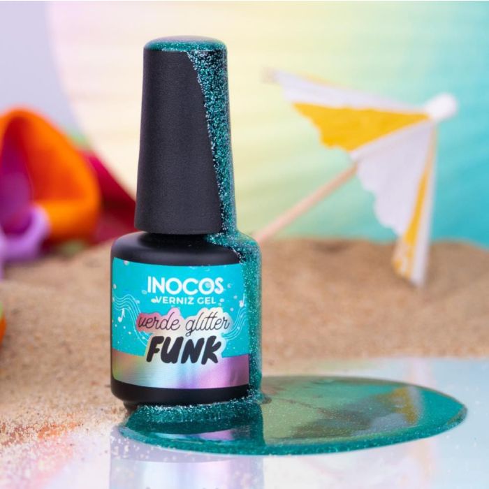INOCOS VERNIZ GEL VERDE GLITTER FUNK  FESTIVAL VERÃO 15ML