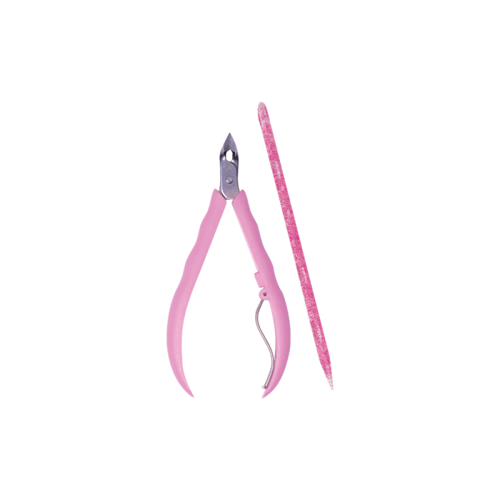 MUNDIAL SET 2PC POP PINK 751 NAIL CARE CUTICULE PLIERS AND STICK WITH GLITTER