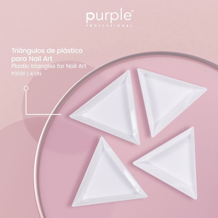 PURPLE TRIANGULOS DE PLASTICO PARA NAIL ART (4UNI)