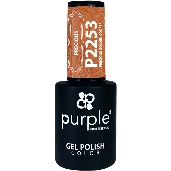 PURPLE GEL POLISH PRECIOUS GOLDES COOPER GLITTER 10ML