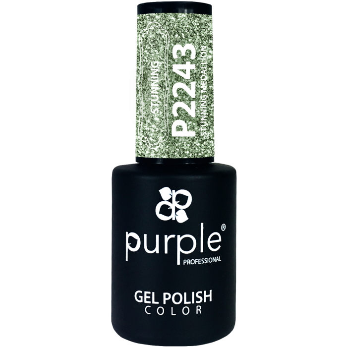 PURPLE GEL POLISH STUNNING MEDALLION GLITTER  10ML