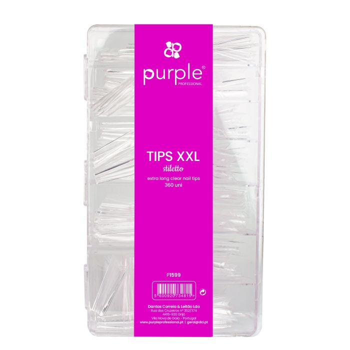 PURPLE XXL EXTRA LONG STILETTO CLEAR NAIL TIPS 360UN