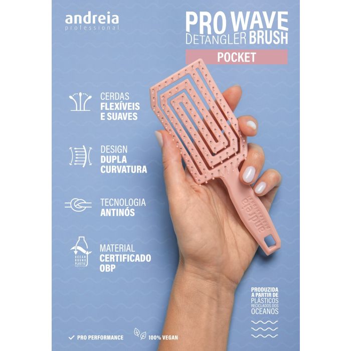 ANDREIA PRO WAVE DETANGLER BRUSH POCKET PINK