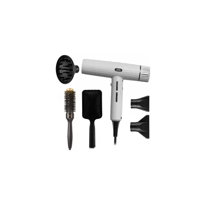 JRL PACK SECADOR FORTE PRO BRANCO + ESCOVA REDONDA + ESCOVA ANTIESTÁTICA