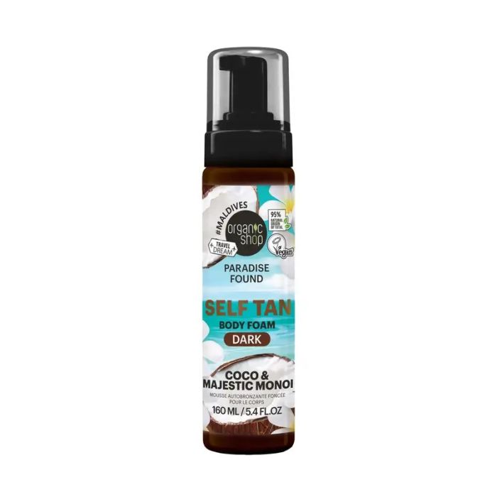 ORGANIC SHOP ESPUMA AUTOBRONZEADORA CORPORAL COCO E MAJESTIC MONOI TOM ESCURO 160ML