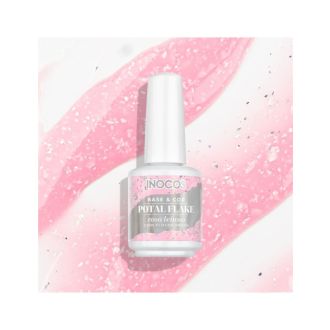 INOCOS VERNIZ GEL BASE POTAL ROSA LEITOSO FLOCOS PRATA 15ML
