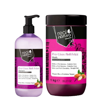 REAL NATURA KIT SHAMPOO PRO LISOS 500ML E MASCARA PRO LISOS 1KG