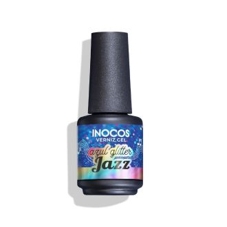 INOCOS VERNIZ GEL AZUL GLITTER JAZZ FESTIVAL VERÃO 15ML