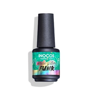 INOCOS VERNIZ GEL VERDE GLITTER FUNK  FESTIVAL VERÃO 15ML