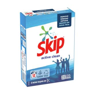 SKIP DETERGENTE MÁQUINA ACTIVE CLEAN ROUPA PÓ 12 DOSES 720G