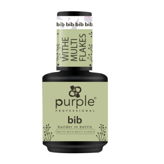 PURPLE BIB BUILDER IN BOTTLE WHITE WHITH MULTI FLAKES 15ML