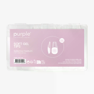 PURPLE SOFT GEL TIPS PRESS ON BALLERINA MEDIUM HALF