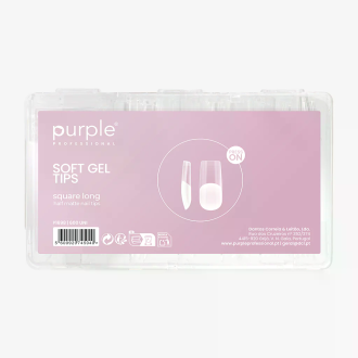 PURPLE SOFT GEL TIPS PRESS ON SQUARE LONG HALF